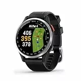 Garmin Approach S44, Essential Golf GPS Smartwatch, Pantalla AMOLED, características en el Campo, Bisel de Aluminio Plateado con Correa de Silicona Negra