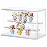 Ecoseao Vitrina de acrílico Caja de Almacenamiento de exhibición Transparente con Puerta corredera para coleccionables, figuritas en Miniatura (White, 31.5x18x21.8cm)