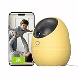 Beans View 2K (3MP) Cámara de Interior para Seguridad, Vista de 360, 2.4GHz Wi-Fi, Cámara Mascotas/Perros/Gatos, Visión Nocturna en Color, Detección Humana, Autoseguimiento, Compatible Alexa, Amarillo