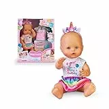 Nenuco - Muñeco bebé Cumple de Unicornio con Accesorios para Fiestas de cumpleaños, Incluye Tarta Personalizable con plastilina, Velas, Dibujos y Pegatinas, para niños de 3 años, Famosa (NFN77000)