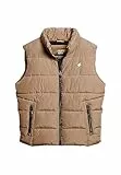 Superdry COAT SPORTS PUFFER GILET Fossil Brown S HOMBRE