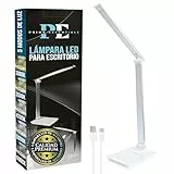 PRIME ESSENTIALS® Lámpara Escritorio LED | Flexo de Escritorio I 50 Combinaciones Luz I Modo Nocturno | Temporizador 30/60 min I Función memoria | Puerto USB I Cuidado ocular I Candeeiro Mesa I Plata.
