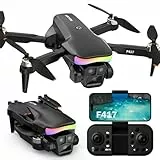 Fakjank F417 Drones Para Niños,90°Ajust Dron Con Cámara HD 1080P,5G Wifi,Tira LED Motor Sin Escobillas,Video En Vivo Quadcopter RC Plegable Para Adulto Niños,One Touch Despegue/Aterrizaje