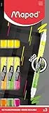 Maped - Material Escolar - Subrayadores Fluo Duo - Dos Puntas de Colores Distintos - Punta Biselada con Trazo de 1 a 5 mm - Gran Vida Útil - Disponible en Amarillo, Rosa, Verde y Naranja