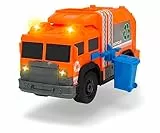 Dickie Toys Camión de Reciclaje con Luz y Sonido, Contenedor Móvil, Pilas Incluidas, Apto para Niños y Niñas a Partir de 3 Años de Edad, 30 cm, Color Naranja