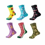 Furforstk calcetines divertidos 6 pares calcetines graciosos, calcetines dibujos, calcetines de colores, calcetines originales para hombres y mujeres: divertido, multicolor, loco