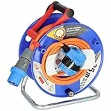 Brennenstuhl enrollacable de camping/Enrollacable CEE 230V 25m (H07RN-F 3G2,5 en naranja, acoplamiento angular CEE incl. toma combinada de contacto de protección, IP44, fabricado en alemania)