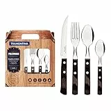 TRAMONTINA - Juego de Cubiertos Polywood, para Comida, en Acero Inoxidable y Mangos de Madera Polywood, Utensilios con Remaches de Aluminio, 24 Piezas
