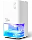 Deshumidificador 1200ML, Heelay® Deshumidificador Silencioso pequeno Eléctrico Bajo Consumo 7 LED Colores Portátil Apagado Automático Baño Armario Habitacion Dormitorio Oficina RV Blanco