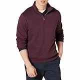 Amazon Essentials Sudadera de Manga Larga con Forro Polar y Cierre de un Cuarto Hombre, Burdeos, L