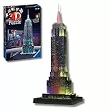 Ravensburger - Puzzle 3D Adultos Empire State LED | Puzzles 3D para Adultos Y Niños De 8 Años O Más | Maquetas para Montar De 216 Piezas | Regalos Niños 8 Años O Más