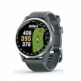 Garmin Approach® S44, Essential Golf GPS Smartwatch, Pantalla AMOLED, características en el Campo, Bisel de Aluminio Plateado con Banda de Silicona crepúsculo