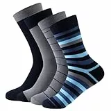 Balseti Calcetines Media Caña Formales y Básicos de Rayas Negro, Azul, Gris para Hombres. Calcetines Ejecutivos, Frescos, Finos. 85% Algodón. Pack 6 Pares. Tallas 43-47.