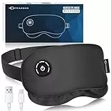 MYCARBON Almohadilla de Calentamiento de Ojos 1200mah Recargable Mascarilla para Dormir Ojos 5 Temperaturas 15 Min Temporizador, Antifaz Caliente para Ojos para Ojos Secos, Blefaritis, Ojeras (Negro)