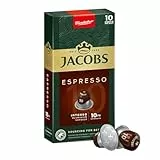Jacobs Espresso 10 Intenso, Cápsulas de Café, Compatible con Nespresso, 10 Cápsulas de 5,2 G