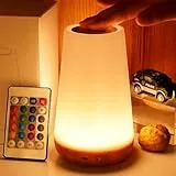 EMINENZA Lámpara de Mesita de Noche Lampara Regulable Táctil Para Dormitorio Con 3 Modo 13 Colores Ajustables, Lámpara de Mesa Pared Táctil Recargable, Regalo Para Niños/Adulto Luz Mesita Noche