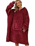 UMIPUBO Sudadera con Capucha Mujer Manta Cálida de Felpa con Capucha de Gran Sudadera Gigante Suave y Cálida para Adulto Oversized Sherpa Manta (Vino Rojo,Talla única)