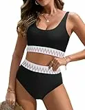 UMIPUBO Bikinis Mujer Talle Alto Retro Traje de Baño 2 Piezas Push Up Bañadores Reductors Barriga Deportivo Talla Grande Bikini(Negro,M)