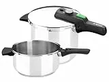 MONIX Quick Set de dos ollas a presión rápidas de 4 litros y 6 litros, con triple sistema de seguridad, 2 niveles de presión, apta para todo tipo de cocinas