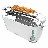 Cecotec Tostador Toast&Taste Extra Double W, 1350W de Potencia, Doble ranura larga para 2 Tostadas, Apagado y Pop-up Automático, Acero Inoxidable, Recogemigas, Autocentrado