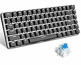 Teclado mecánico AK33 de Lexon tech, teclado para juegos con cable USB con retroiluminación LED azul, teclado compactos de 82 teclas, interruptores azul negro, mecanógrafos y jugadores de juegos