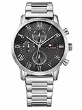 Tommy Hilfiger Reloj de Cuarzo Analógico Multifunción para Hombre de 44mm - Esfera Gris, Pulsera de Acero Inoxidable Plateado, 3 Subesferas, Resistencia al Agua 3ATM - 1791397