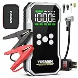 YUSMAN Arrancador de Baterias de Coche con Compresor de Aire, 12V 6000A Arrancador Coche Portatil con Inflador de 150 PSI (para 10L Gasolina o 8L Diesel), Linterna LED de Emergencia
