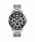 HUGO Reloj Analógico de Cuarzo Multifunción para Hombre Colección #Sport con Correa de Acero Inoxidable Plateada - 1530195