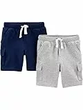 Simple Joys by Carter's Knit Cargo Shorts, Pack of 2 Pantalones Cortos, Azul Marino/Gris, 12 Meses (Pack de 2) para Bebés