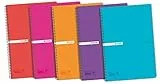 Cuadernos Folio(A4) Enri. Pack de 5 unidades. Tapa plástico. 80 Hojas cuadrícula 4x4. Colores aleatorios, Fº (400042280)