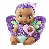 My Garden Baby Mariposas hago pipí Morado Muñeco de juguete con manta mariposa, biberón y pañal, regalo para niños y niñas +18 meses (Mattel GYP11)
