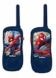 LEXIBOOK, Spider-Man, Walkie-talkies, Juego de comunicación para niños, Clip para cinturón de Transporte, Batería, Rojo/Azul, TW11SP