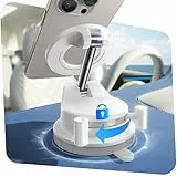 LISEN Soporte de coche MagSafe con ventosa para iPhone 17 Pro Max 16 15 14, 360 grados ajustable al vacío, soporte magnético para teléfono para vlog/cocina/gimnasio/parabrisas/espejo, estética blanca