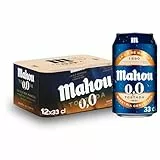 Mahou 0,0 Tostada, Pack de 12 Latas x 33 cl, Cerveza Lager Refrescante, Ligera y Suave, Sabor Auténtico, Cerveza 0.0% Vol Alcohol