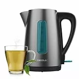 Cecotec Hervidor de Agua Eléctrico de 1,7L Thermosense 210 Steel. 2200W, Cuerpo de Acero Inoxidable, Base con Giro de 360º, Asa Ergonómica Tacto Frío, Indicador Luminoso, Doble Sistema de Protección
