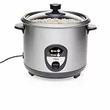 Tristar RK-6127 Arrocera, Capacidad 1.5 l, Función para Mantener el Calor, Apagado Automático, Incluye Taza Medidora, Espátula y Cuchara, revestimiento antiadherente del recipiente, 500 W, Plateado