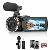 Videocámara 4K, cámara de vlogging de 64 MP y 30 FPS con micrófono inalámbrico para YouTube, pantalla abatible Ultra HD de 3 pulgadas, zoom digital 21X, cámara grabadora de video con tarjeta SD de 64