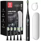 Cepillo eléctrico Oclean X Elite 10 Set, AI cepillado personalizado，Pantalla táctil con seguimiento de 12 áreas, 40°de oscilación, 5 Modos, Temporizador, 40 Días,Pronóstico del tiempo,IPX7, Negro