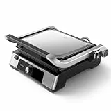 Philips Grill de contacto - Temperatura regulable. Gran superficie de grill y rendimiento de alta potencia. Placas antiadherentes extraíbles y bandeja recogegrasa. (HD6301/90)