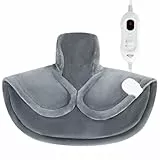 ALLJOY Almohadilla Térmica Cuello, 22'x18' Almohadilla Térmica Confort Cervical y Cuello Hombros 2.2LB, 4 Niveles de Calor, Apagado Automático 90 Mins, Lavable a Máquina