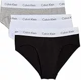 Calvin Klein Pack de 3 Calzoncillos Hip Brief para Hombre Algodón Elástico Ropa Interior, Multicolor (Black/White/Grey Heather), M
