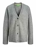 JJXX Jxiris Diverse Cardigan Knit, Gris Jaspeado/Detalle: Cuello Verde pálido, L para Mujer