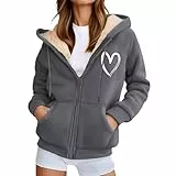 Sudaderas Mujer con Capucha Cremallera Forro Polar Ropa de Invierno Fleece Chaqueta Outwear Hoody Sweatshirt Casual Deportiva Sudadera