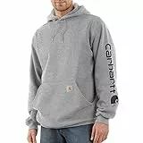 Carhartt Herren Sleeve Logo Hooded Sweatshirt Kapuzenpullover, Heather Grey/Black, M