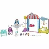 Enchantimals Baby BFFs Guardería de Starley Stork Muñeca cigüeña con Set de Juego, 5 Mascotas y Accesorios, Juguete +4 años (Mattel HLH23)