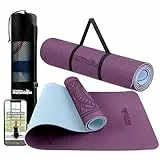 LA MENTE ES MARAVILLOSA - Esterilla de Yoga, Pilates y Fitness【E-Book, Bolsa y Correa de Hombro】Colchoneta Antideslizante TPE para Deportes, Gimnasio en Casa | 183x61 cm (Mandala, Morado/Azul Claro)
