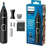 Recortador de nariz, orejas y cejas Philips Series NT5650/16 5000 que funciona con pilas, negro (paquete de 1), Unisex adultos