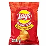 Lay's al punto de sal, Patatas Fritas de cultivos sostenibles con sabores vegetales, Producto de Aperitivo, bolsa familiar, 248 g