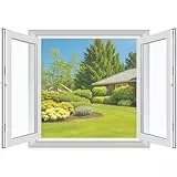 MYCARBON 4 Pcs Mosquitera para Ventana Autoadhesiva 150x180cm Blanca Anti Insectos Cortable con Cuchillo