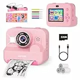 Camara Fotos Infantil instantaneas,Selfi Camara instanea,1080P 2,4''HD Video Camara Fotos Infantil para niños con Tarjeta SD de 32GB,Regalos de Juguete para niñas de 3 a 12 años Cumpleaños Navidad